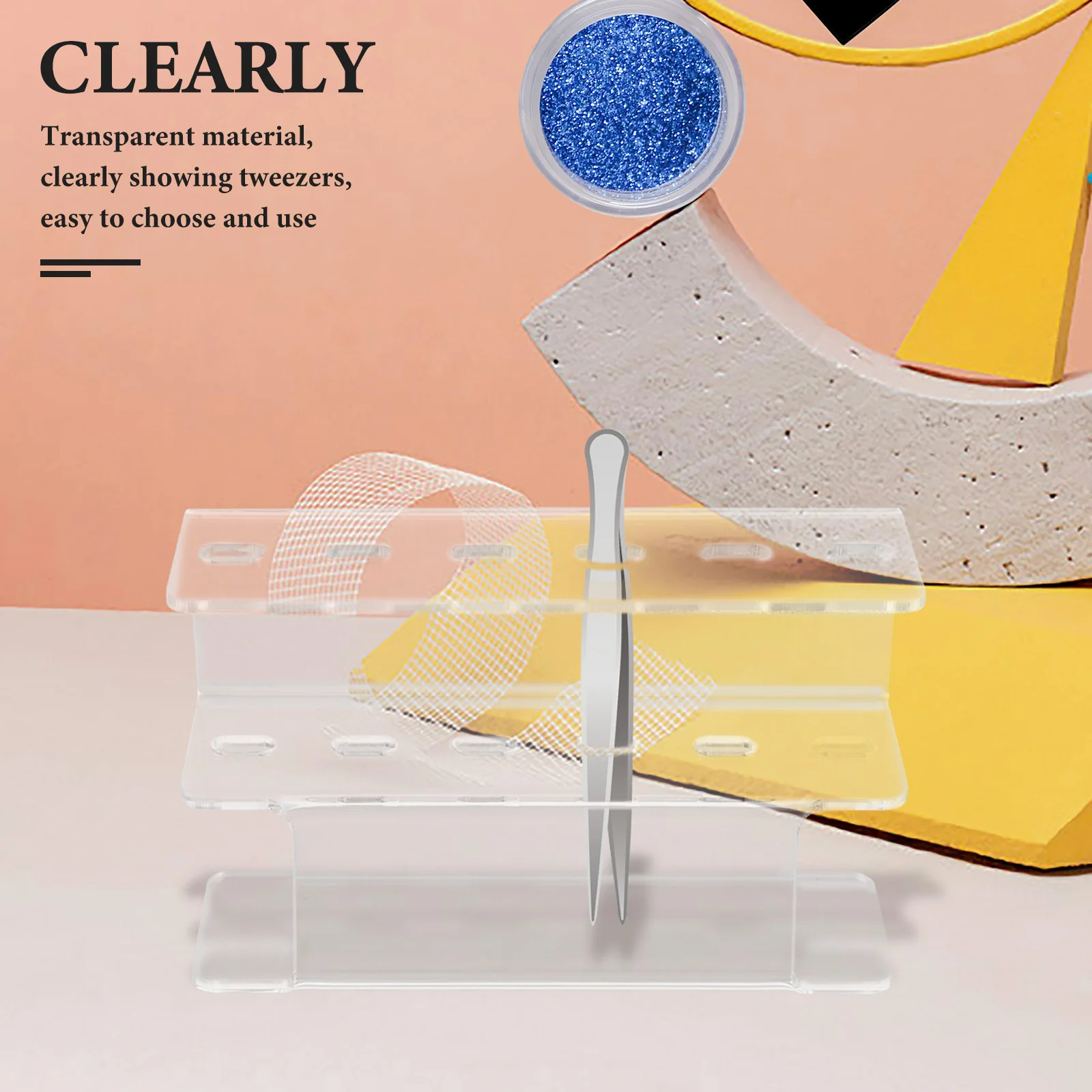 

Clear Acrylic 6-Hole Lash Tweezer Holder Organizer Stand Compact Makeup Tools Display Rack Acrylic Tweezer Holder