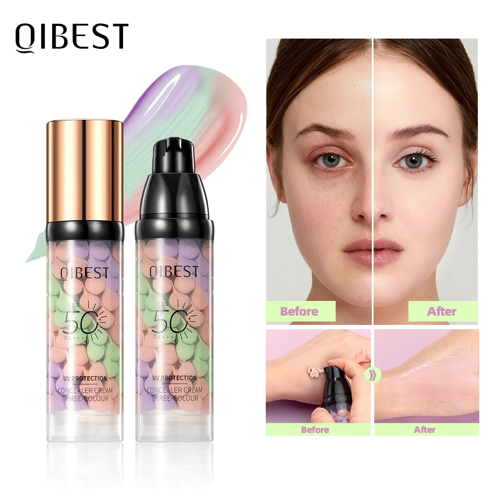 

Three Colors Liquid Concealer Mixed Isolation Lotion Makeup Invisible Pore Moisturizing Bright Skin Face Primer Base Foundation