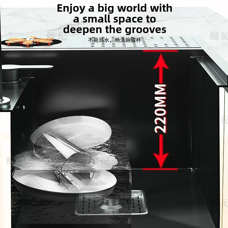 Hidden Cup Washer Sink Stainless Steel Kitchen Sink Bar Coffee Shop Samll Single Slot With Cover Plate Balcony Garden Wash Basin
