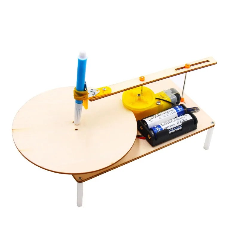 DIY Creative  wooden electric plotter Drawing Robot STEM Kids Model Automatic Painting Science Electronics Kits Experiment