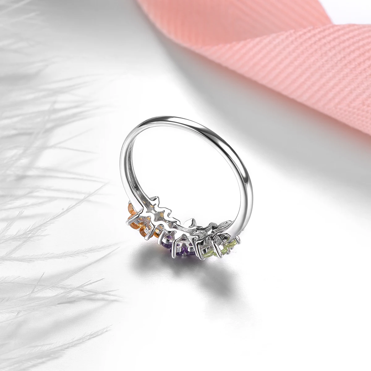 Natural Citrine Amethyst Peridot Sterling Silver Ring Genuine Colorful Gemstone Romantic Style S925 Fine Jewelrys Women Birthday