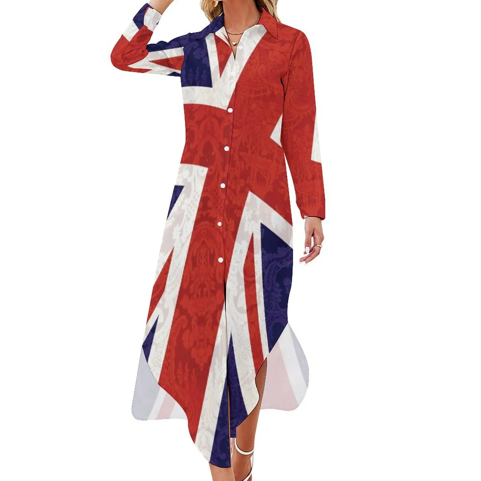 

Flying Union Jack Long Sleeved Shirt Dress prom dresses 2024 clothes for women