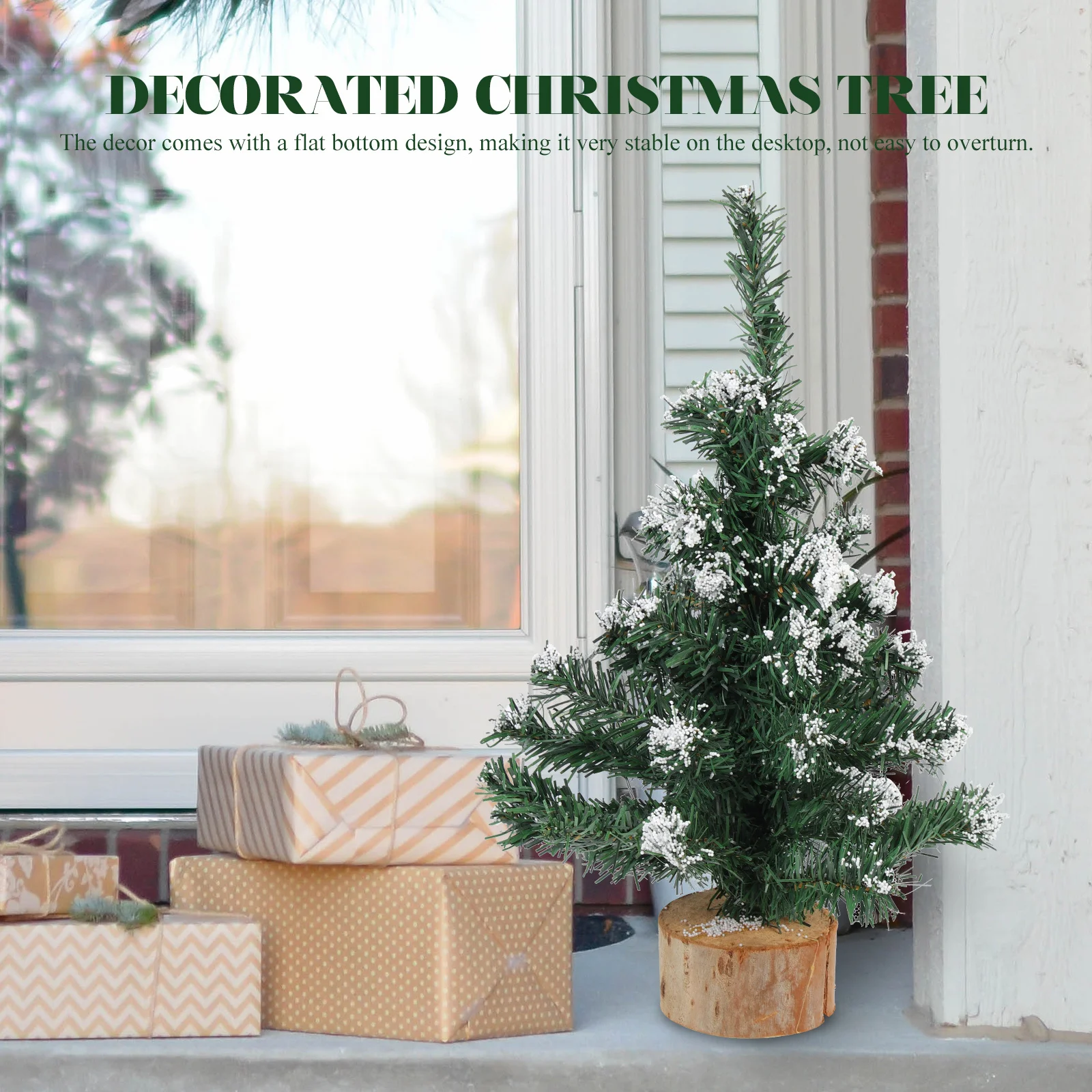 

Small Snowy Artificial Christmas Tree Desktop Xmas Tree Decor Table Ornament for Party Holiday Xmas Ornaments Desktop Ornament