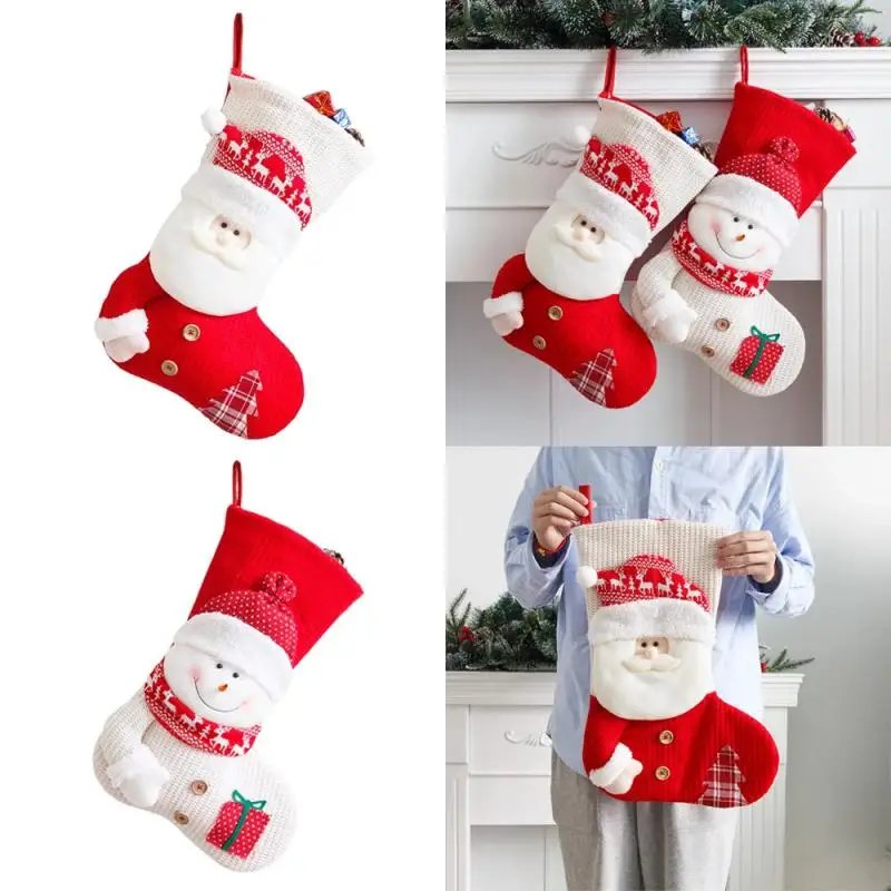 Large Capacity Gift Bag Merry Christmas Hanging Sock For Kid Holiday Stair Handrail Fireplace Xmas Tree New Year Decoration