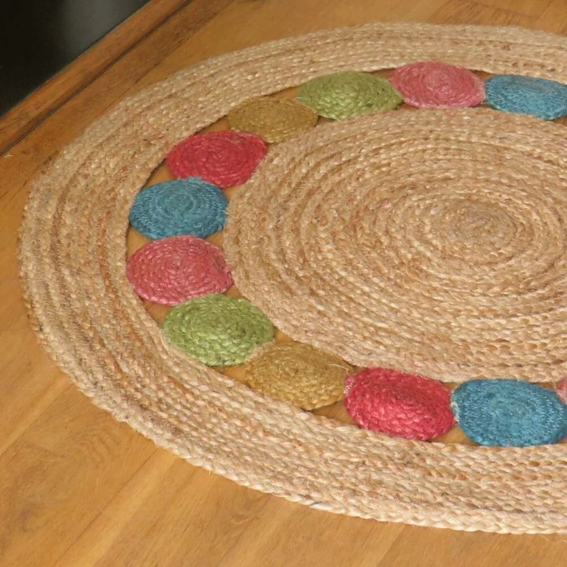 Rug Round Design 100% Natural Jute Hand Braided Carpet Farmhouse Jute Mat Living Room Decoration