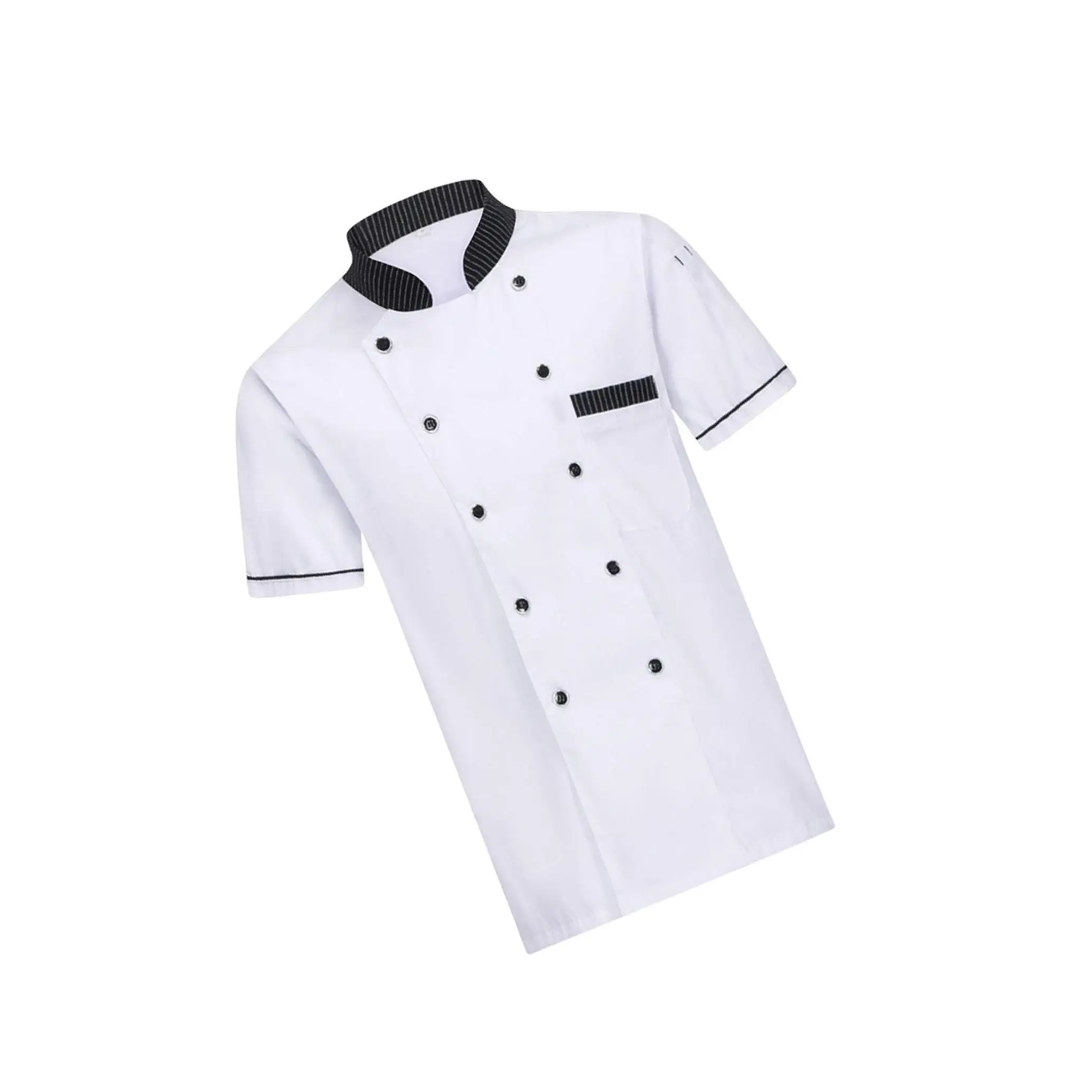 Uniforme à manches courtes pour le travail de restaurant et tissu durable pour les chefs ple, robuste et à la mode