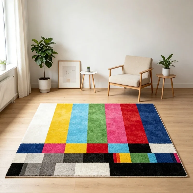 Pastel Rainbow Striped Good Mood Positive Quote Area Rug, Colorful Text Slogan Non-slip Floor Carpet for Entryway Living Room