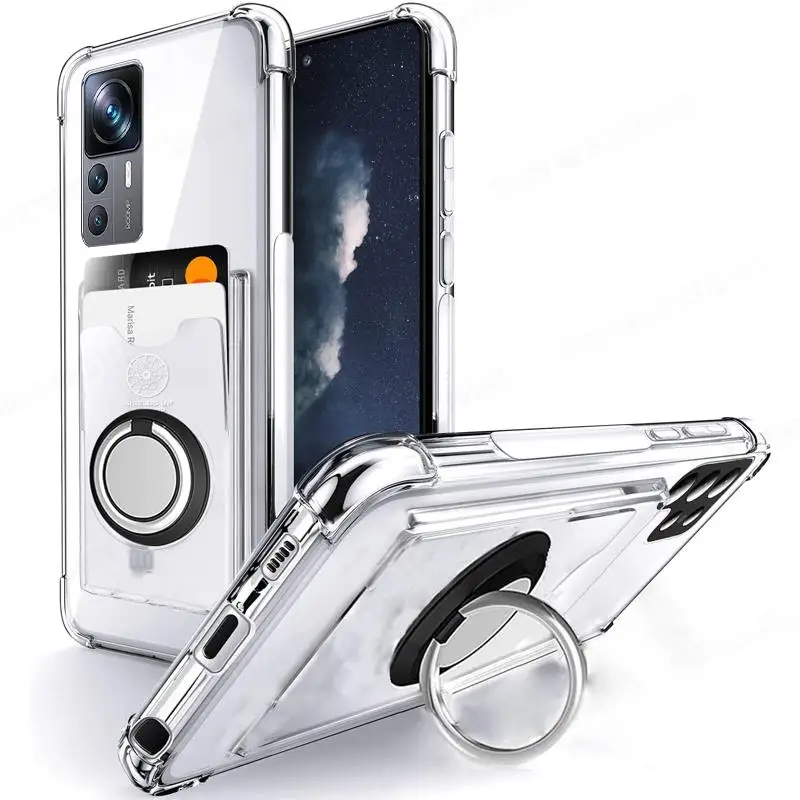 Brieftasche Karte Slot Transparent Fall Für Samsung S25 Ultra S24 FE Ring Ständer Halter Weiche Silikon Abdeckung Für Galaxy S23 S22 plus S21 – Detail 9