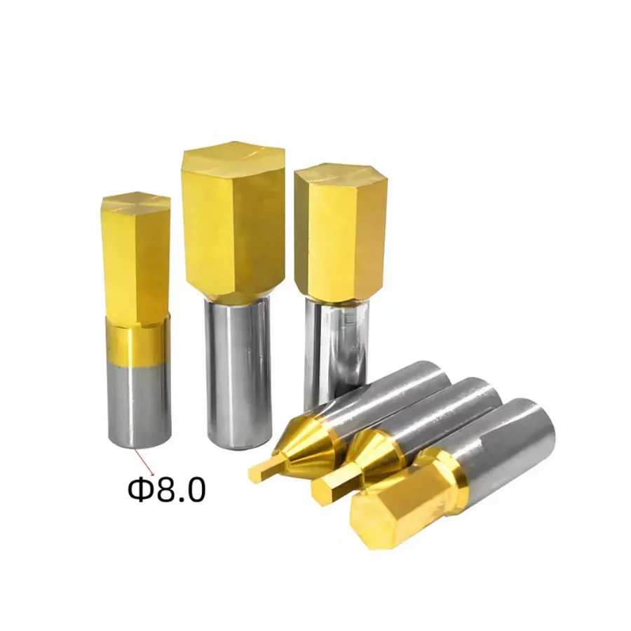 CT08 Rotary Broach Punch, TiN Coated HSS-Co Inner Hexagon Punch, Special for Steel Workpiece, CNC Lathe Rotary Broaching Tool