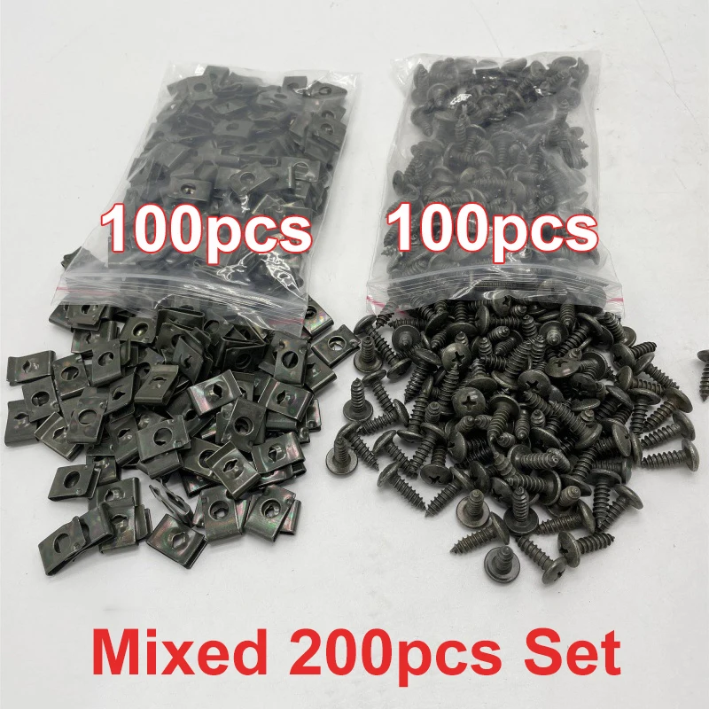 Selbstschneidende Schrauben, Metall-Befestigungsclip für Auto, Motorrad, U-Typ-Clip mit Schraube, Rostschutz-Clip, Schraube, Eisenblech-Set