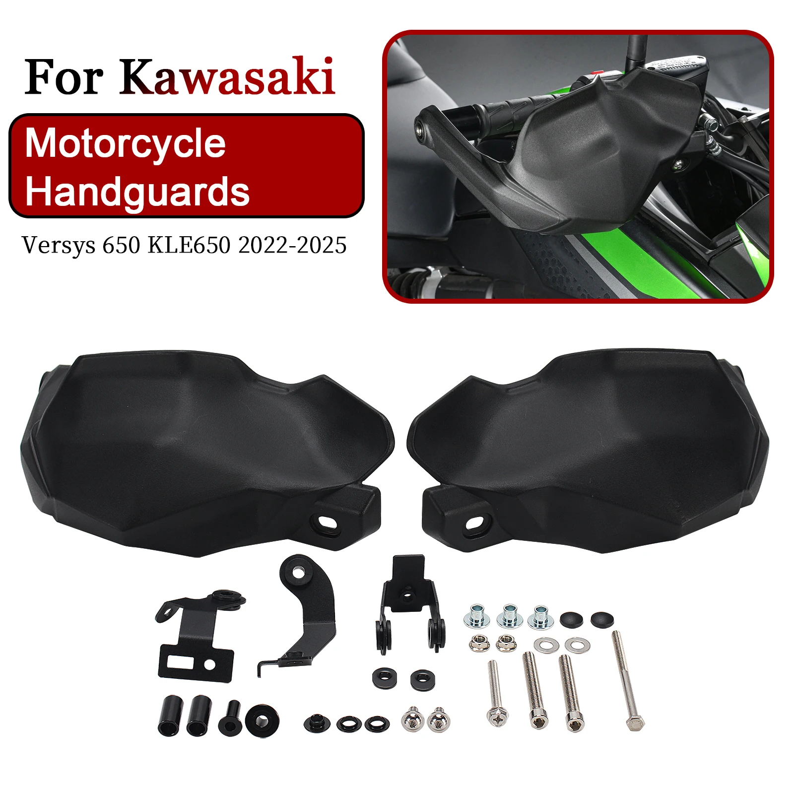 

Motorcycle Hand Guards For Kawasaki Versys 650 KLE650 2022-2025 Hand Shield Wind Deflector Handlebar Handguards Knuckle Covers