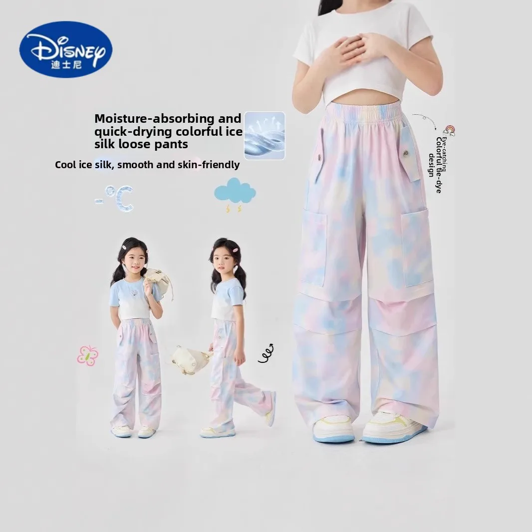 

Disney Girls Tie-Dye Wide-Leg Pants | Ice Silk Quick-Dry Cargos, Summer Wear