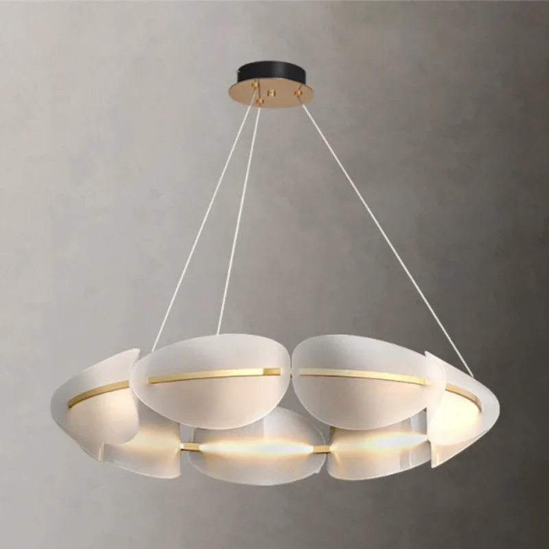 criativo acrilico led lustre nordic modern iron gold pendant luz sala de estar e quarto luminarias novo design 01