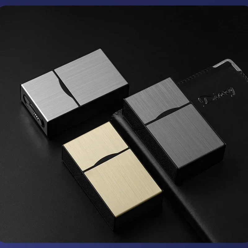 20 Cigarette Case Lighter Box USB Rechargeable Electric Cigarette Case Smoking Accessories Portable Windproof Cigarette Men Gift