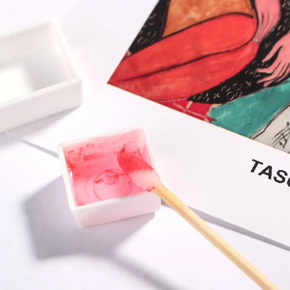 Sartén completa vacía blanca de 3,2 ml, medias sartenes, suministros de arte de plástico, suministros de pintura, paleta de pintura, rejilla de pintura de acuarela