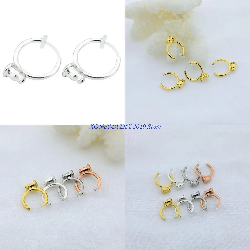 F42F 1pc Clip en convertidor aretes Easy Open Loop con publicación para orejas no perforadas cualquier espárrago en los