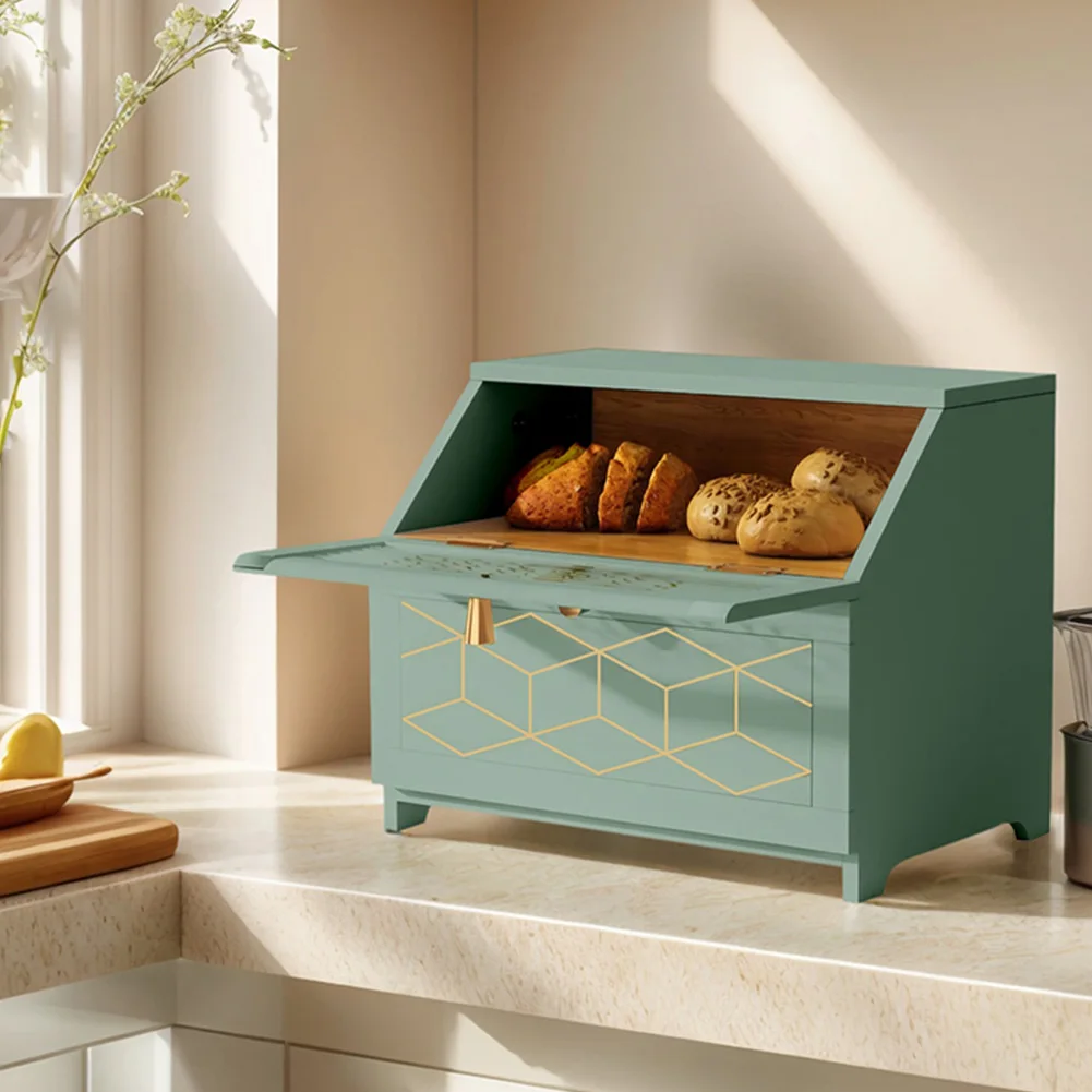 

Wooden Bread Bin Multi-Purpose Bread Box Large Capacity Bread Storage Container Bread Keeper Bin for Bagel Donut Cookies