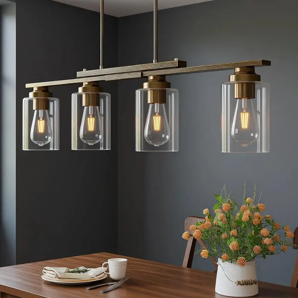 

Island Pendant Lighting for Kitchen, Glass Shade Dining Room Ceiling Fixture Over Table