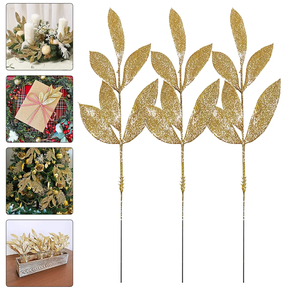 

10 Pcs DIY Christmas Decorations Picks Wreath Making Supplies Artificial Floral Arrangement Fall Plastic Tree Fake Leaves Stem