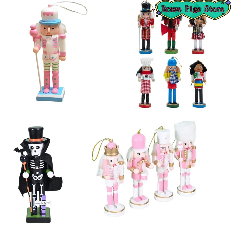 1/4/6Pcs Random Christmas Tree Pendant Macaron Candy Series Holiday Gifts Nutcracker Puppet Soldier Party Home Decoration