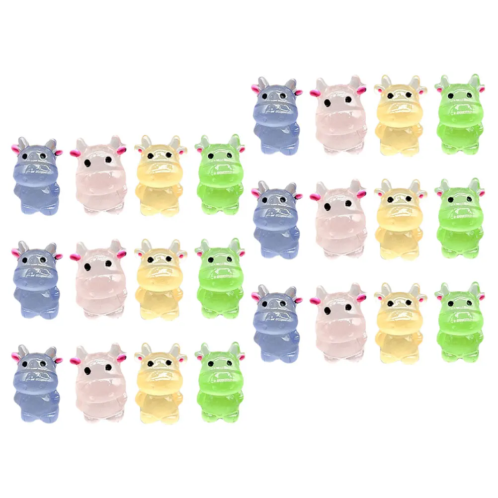 

50 Pcs Zodiac Cow Figurines Resin Mini Decor Micro Garden Ornaments Night Resin Cow Statue Glow DIY Accessories