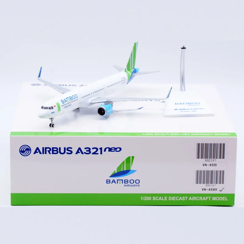 XX2307 Alloy Collectible Plane Gift JC Wings 1:200 Bamboo Airways Airbus A321neo Diecast Aircraft Jet Model VN-A589 With Stand