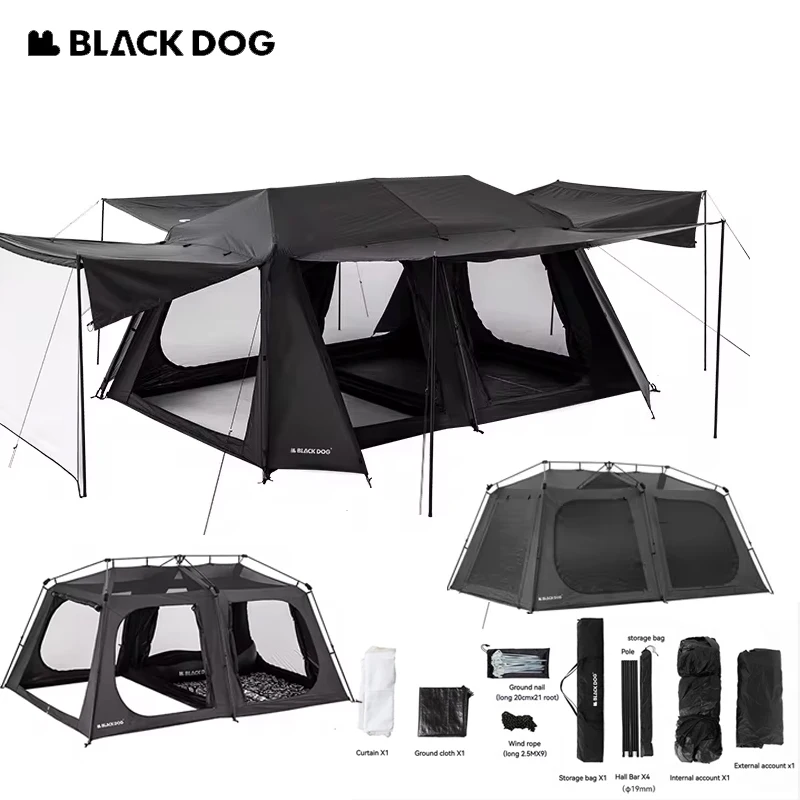 Naturehike BLACKDOG Camping Tent Automatic One-touch Dome Cabin Tent Outdoor Travel W/ Projection Screen Waterproof 5-8 Person