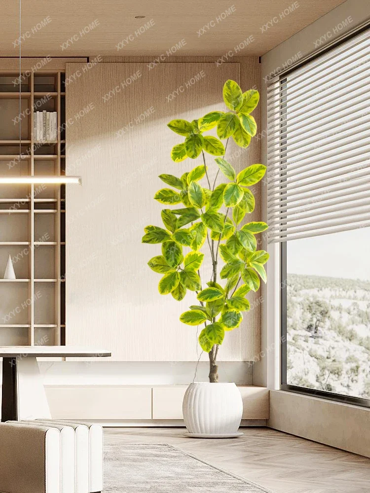 Simulation Plant Ficus Altissima Fake Tree Fake Flower Bionic Green Plant Pot Floor-Standing Decorations Ornaments