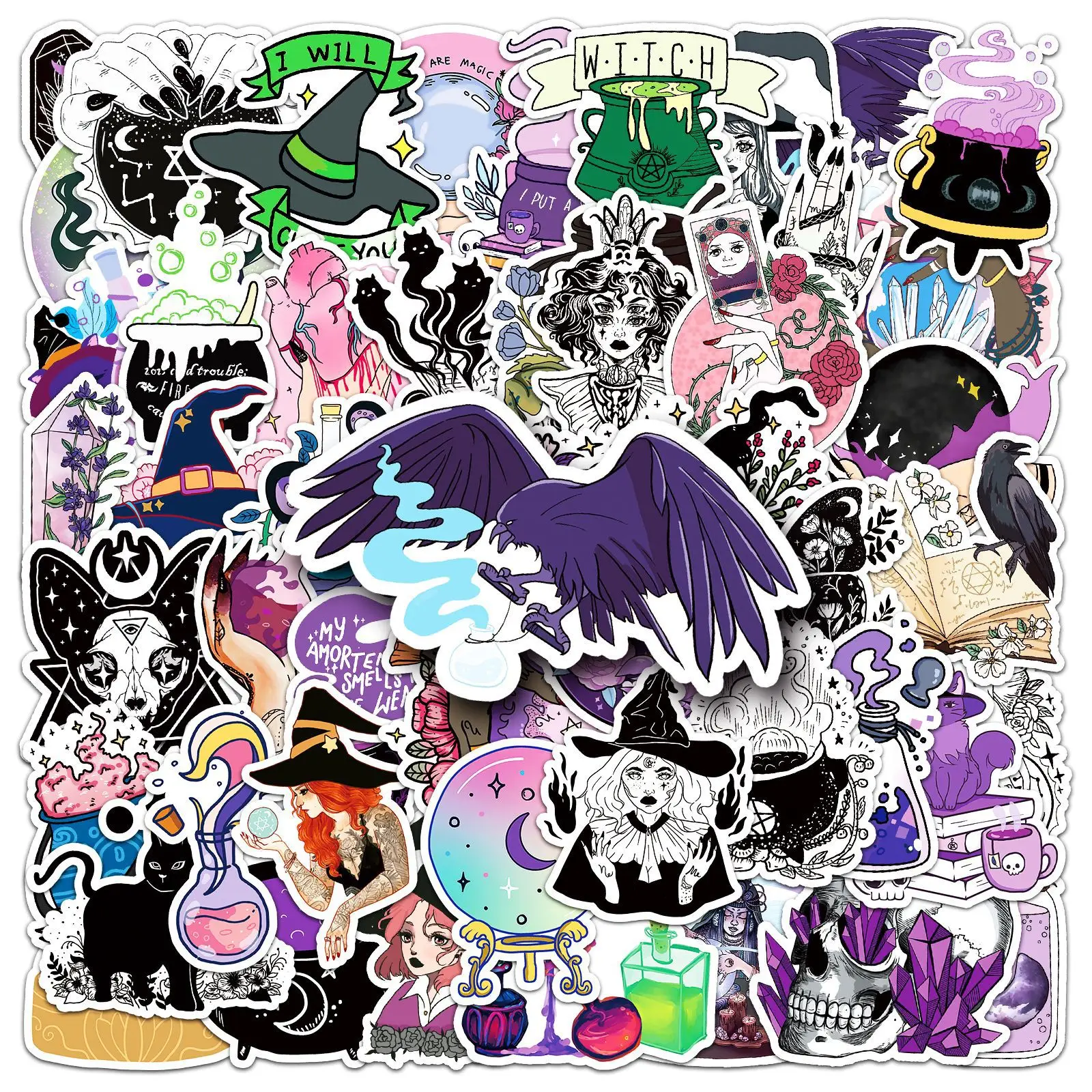 

10/50PCS Magic Witch Personality Original Gothic Creative DIY Decorative Graffiti Waterproof Stickers Kids Toy