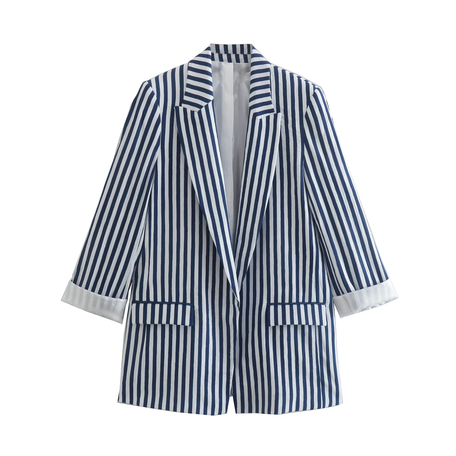 Tesco Vintage Striped Women Suit Blazer Basic Style Coat For Autumn Wear Fashion Jacket With Pockets For Professional Female