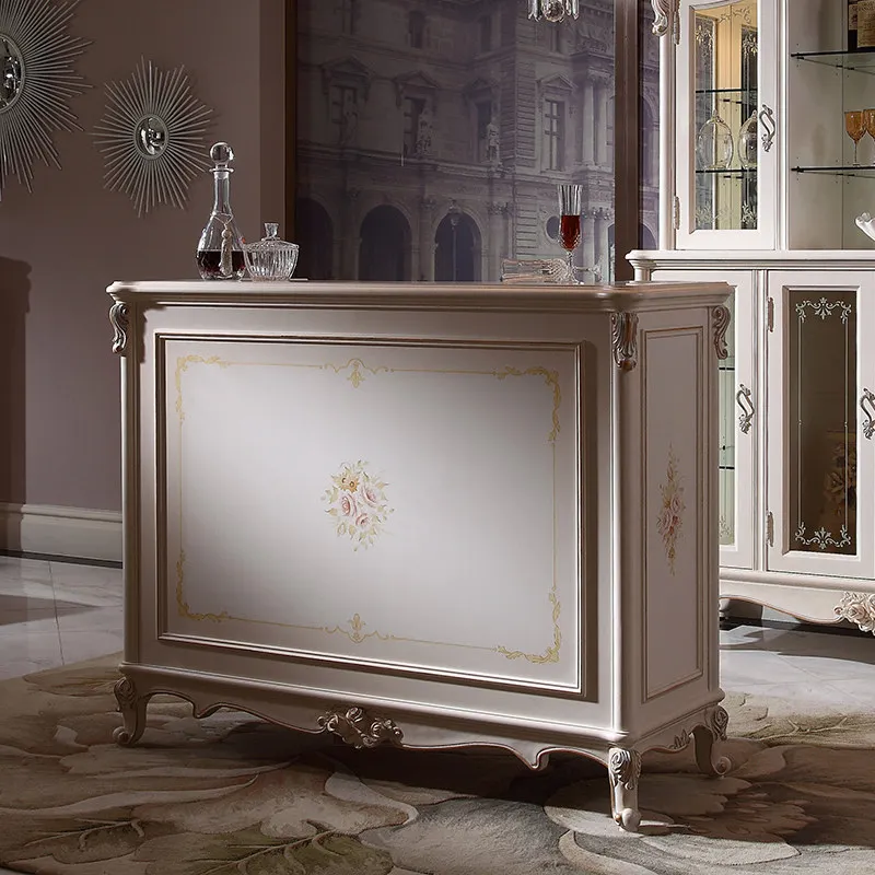 

European-style pure solid wood bar villa model house whole house furniture custom aged quality bar table restaurant cash registe