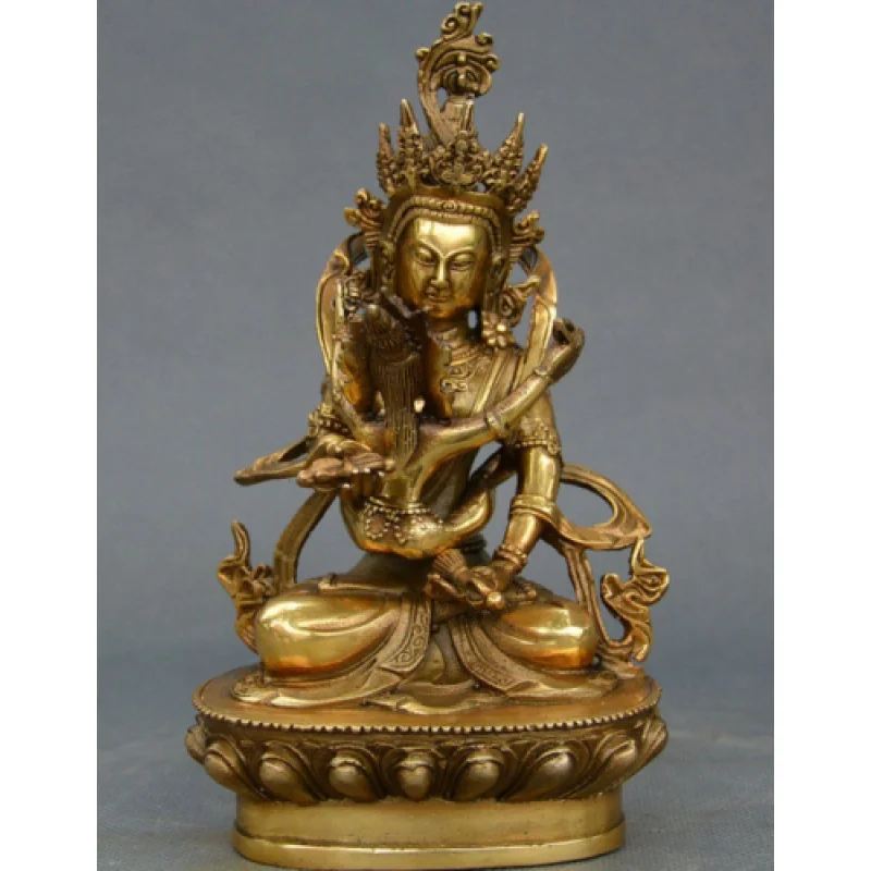 

7" Tibetan Buddhism Brass Vajra Mandkesvara Yab-Yum Buddhas Happy Buddhas Statue