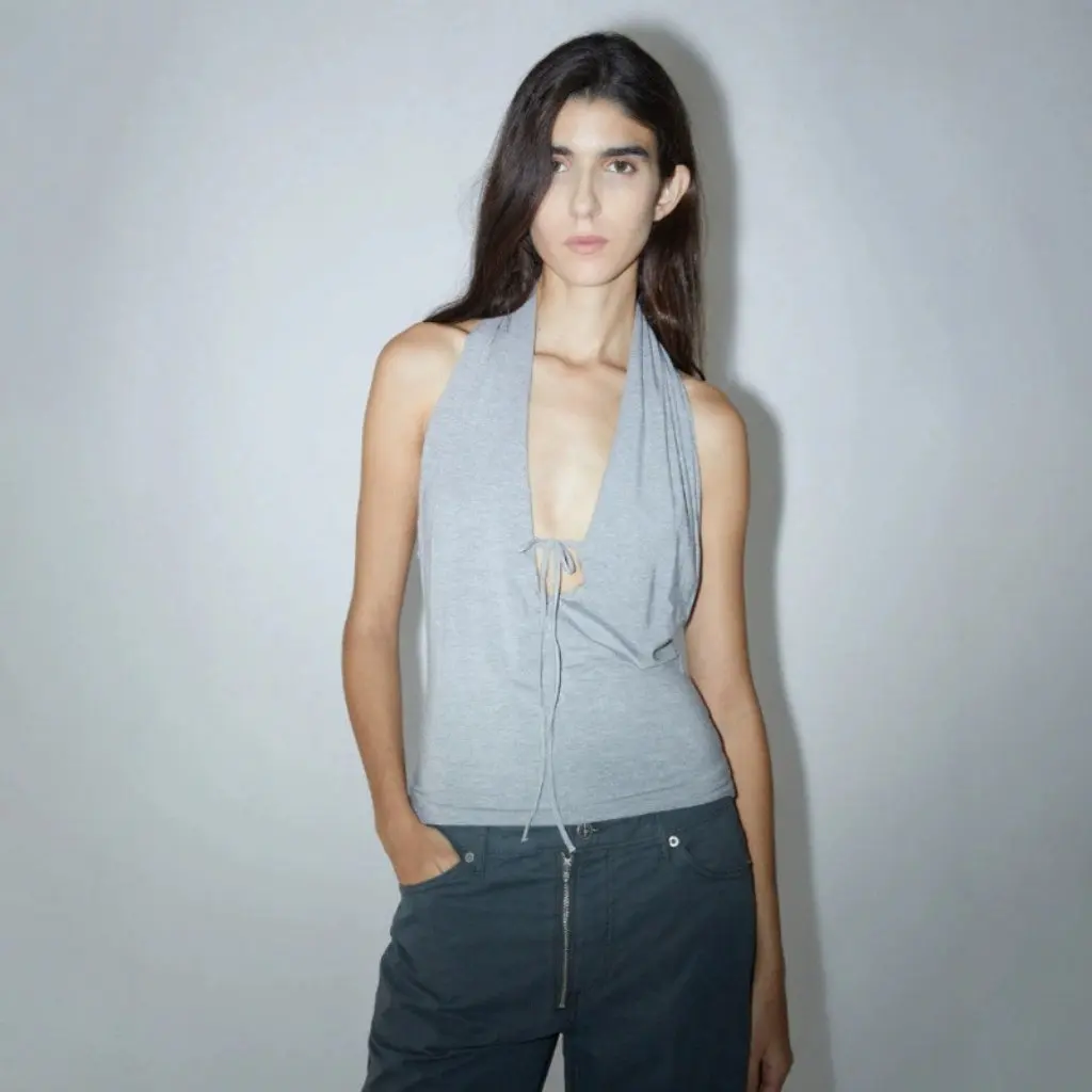 

Paloma Wool Sexy Shoulder Deep V-Neck Hanging Neck Strap Backless Top Vest New Fashionable Women's Sleeveless Upperwear