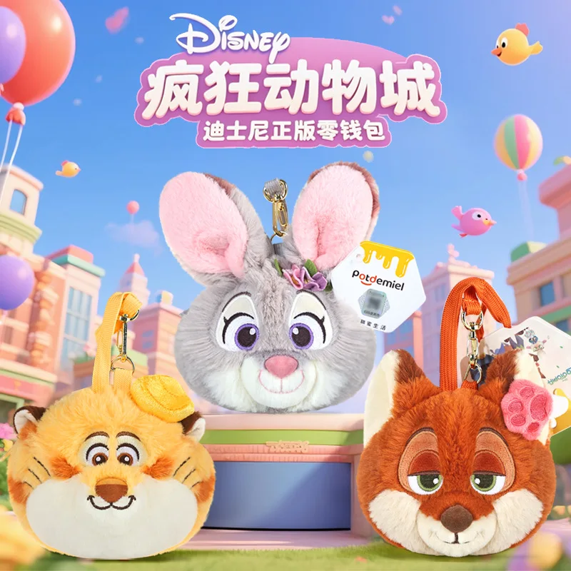 حقيقية Potdemiel Zootopia لطيف الحيوانات المحشوة أفخم جودي هوبس أرنب نيك وايلد الثعلب الكسل دمية لعبة محفظة نسائية للعملات المعدنية قلادة هدية