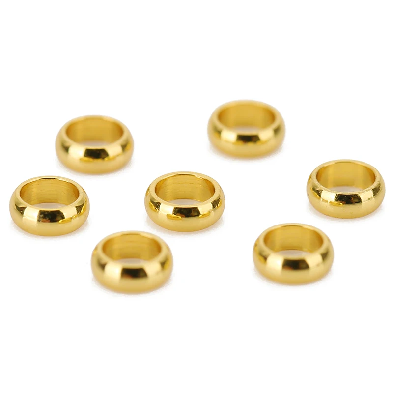 50/100pcs Gold Stainless Steel Spacer Loose Beads Hole Size 2/3/4/5/6mmStopper Rondelle Bead for DIY Jewelry Making Findings