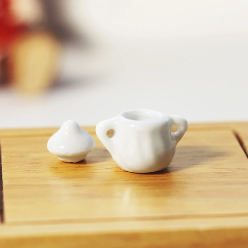 1Pcs 1/12 Dollhouse Accessories Miniatures Ceramic Pot Mini Teapot Model Toy for Doll House Decoration OB11 bjd