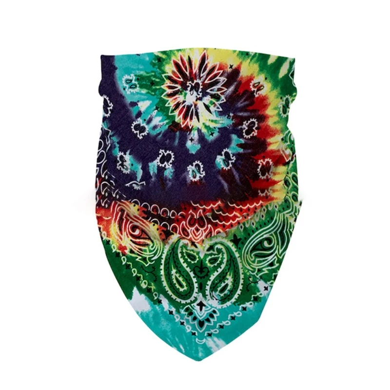 Men Women Double Paisley Floral Print Bandana for Head Wraps Multicolor Tie-Dye Hip Hop Square Scarf Cycling Sport Turban