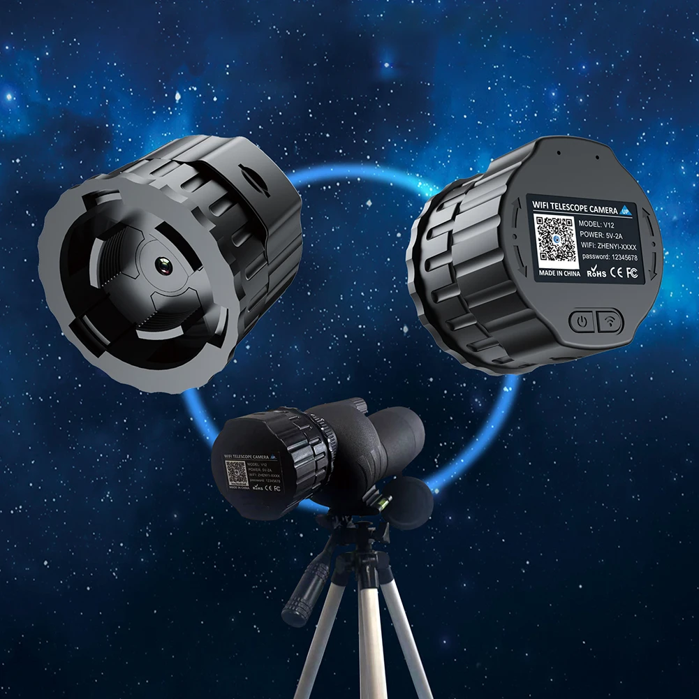 

4MP WiFi Electronic Eyepieces for 25mm-50mm Optical Telescopes Microscopes for Astrophotography Planetary Bird Watching