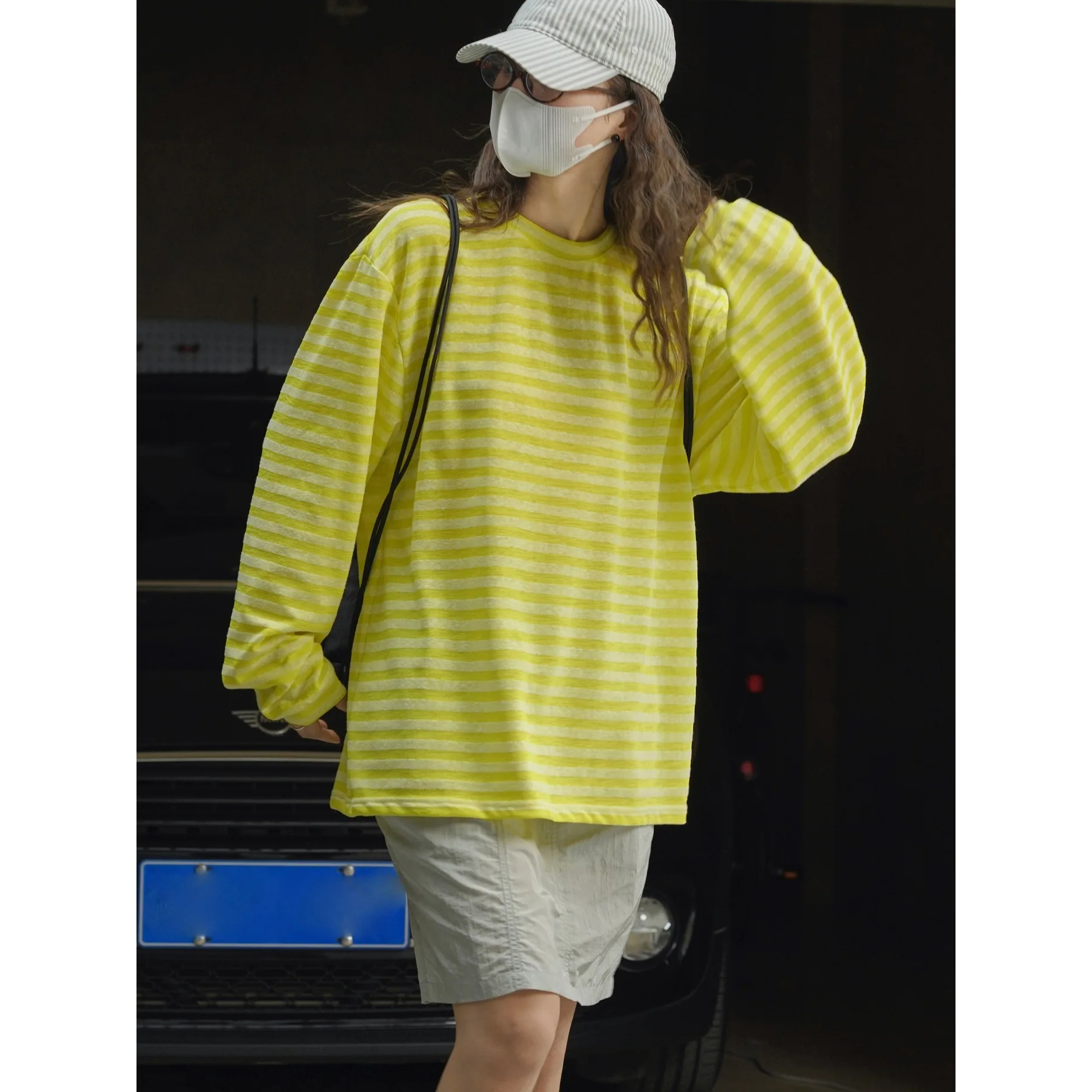 

New Summer Korean-style Striped T-shirt Air-conditioning Shirt A Cool Breathable and Loose-fitting Top for Women goth pro choice