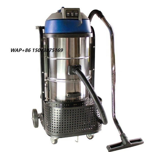Round Stainless Steel Barrel Body Industrial Vacuum Cleaner Dry Wet Dual Purpose Cleaning Equipment
