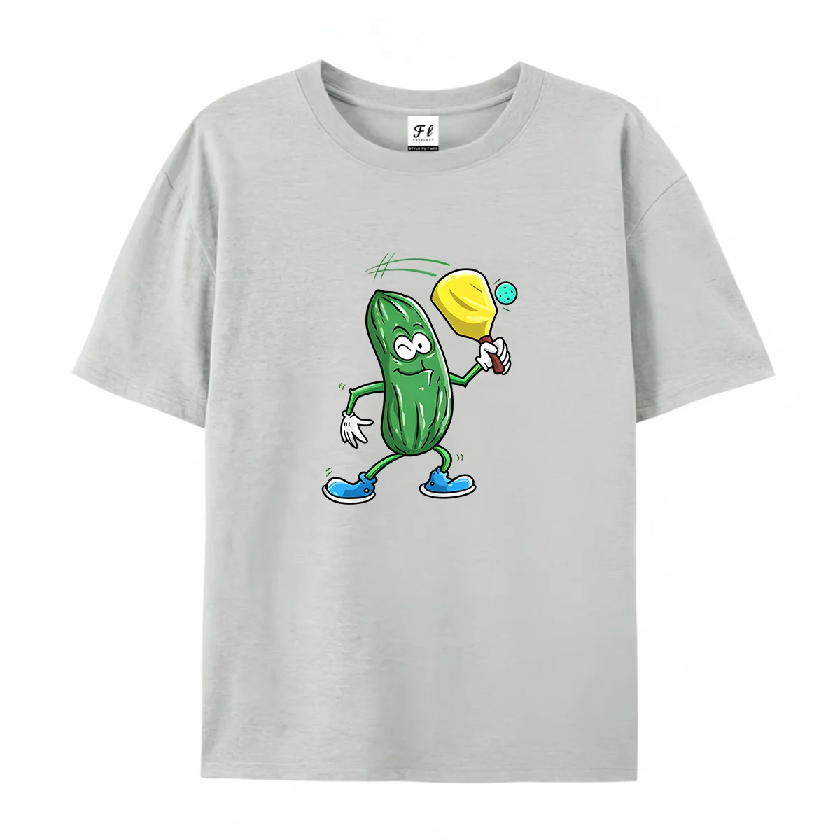 Women Funny Pickle Playing Pickleball Graphic T Shirt Summer O Neck Short Sleeve Cartoon Cucumber Racket Sport Print Soft Casual