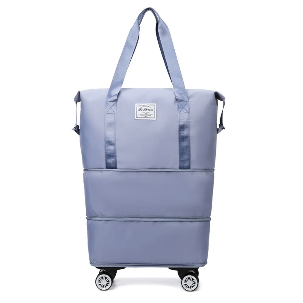 Bolsa de Gimnasio de Tela Oxford con Ruedas, Bolsa de Viaje Plegable con Separación para Ropa Seca y Mojada, Gran Capacidad, Portátil