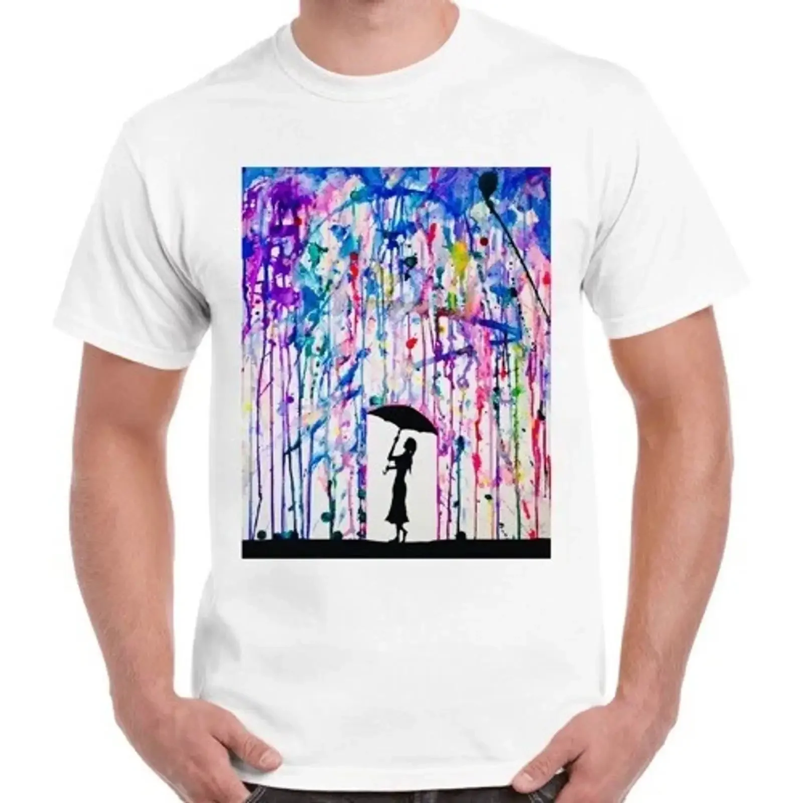 Regenschirm Dame Regen Kunst cool lustig Männer Frauen Retro T Shirt 3004 vintage Washed Versatile graphic Comfortable