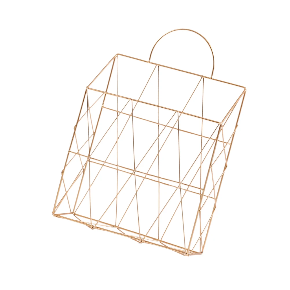 

Handheld Book Newspaper Basket Storage Baskets Hanging Shelf Iron Desk Organizer Sundry Container Lightweight Home