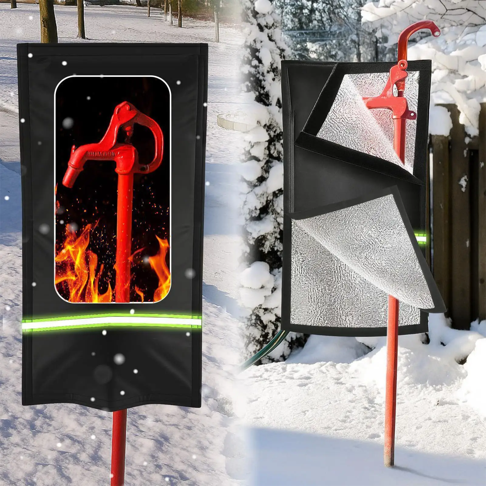 يغطي الصنبور في الهواء الطلق لعزل أنابيب المياه الشتوية مع شريط عاكس حنفية يغطي الشتاء معزول لحديقة الفناء #4