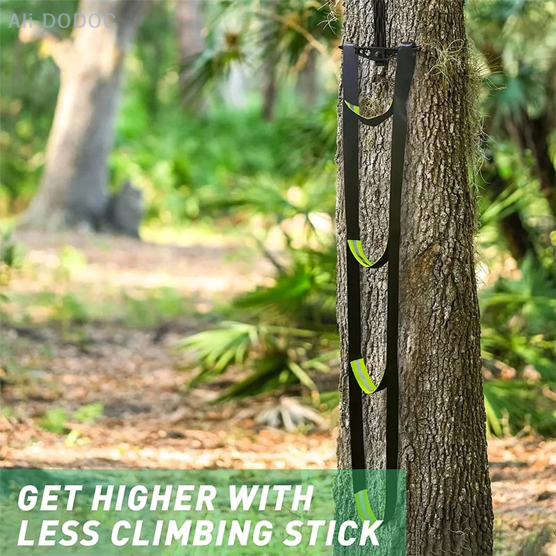 3-Step Climbing Stick Aider With Durable Carabiners, Webbing Hunting Ladders, Tree Stand Steps, Easy-to-use Lightweight Rope