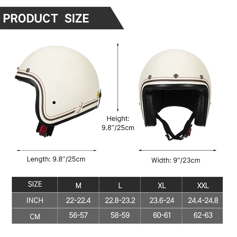 Milky White Lines Design Open Face Motorcycle Helmet Lightweight Adult Retro Jet Helmet for Men Women New Arrival