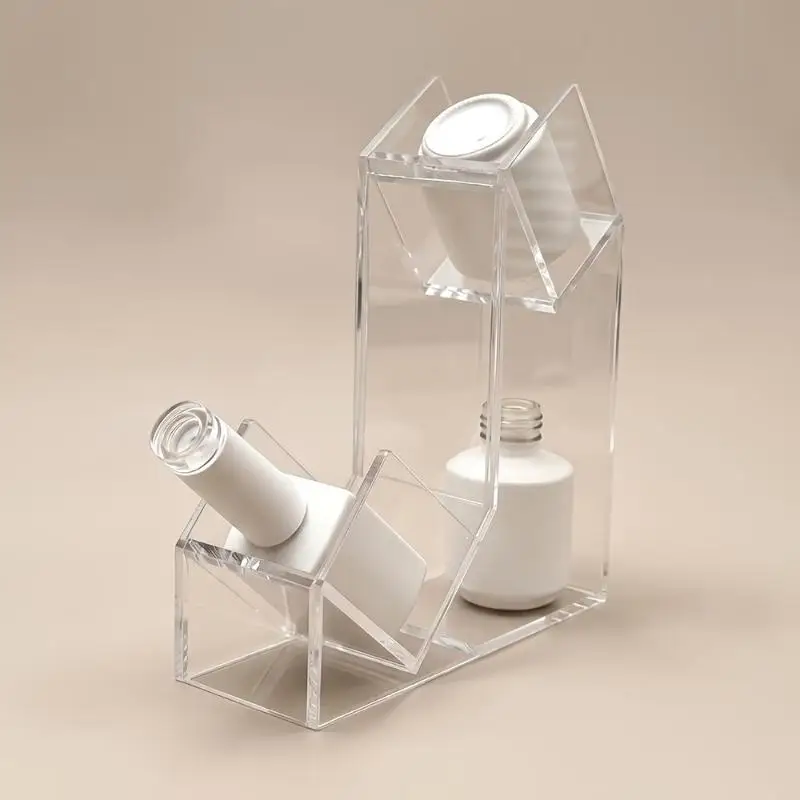 Acrylic Nail Polish Inverter Stand Transparent Storage Display Stand Heart Design Nail Polish Bottle Holder, Nail Art Tool