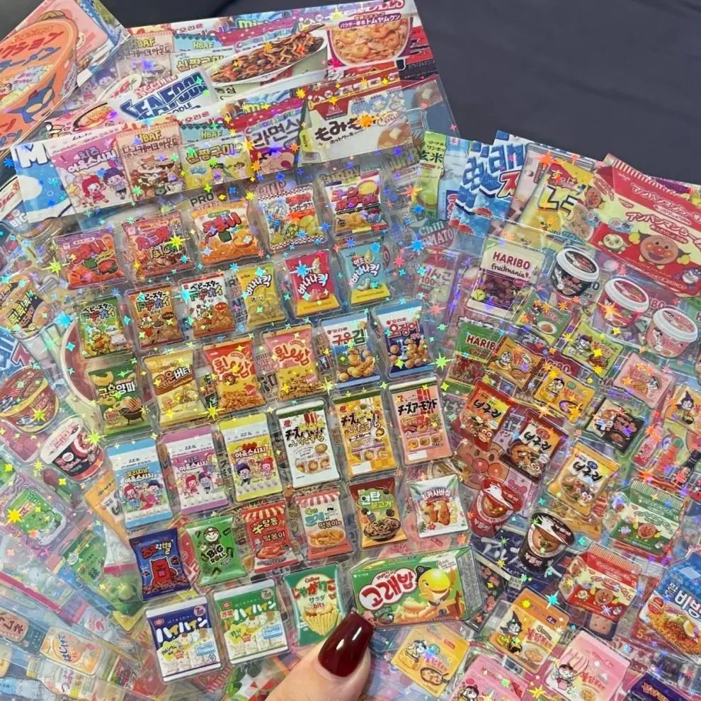 10pcs Snack Food Packaging Stickers For Phone PET Waterproof Cartoon Scrapbook Sticker Journaling Stationery Kawaii