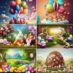 Beenle Happy Easter Backdrop Photography Spring Bunny Eggs Flowers Garden Baby Portrait Photocall Background for Photo Studio